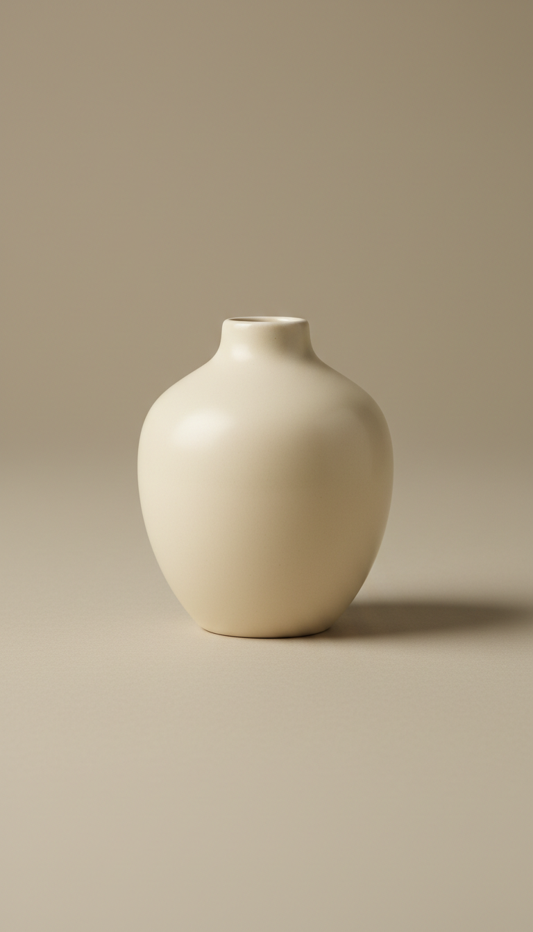 Minimalist bud vase in malted cream glaze