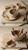 Curated air-dry clay kit with artisanal tools
