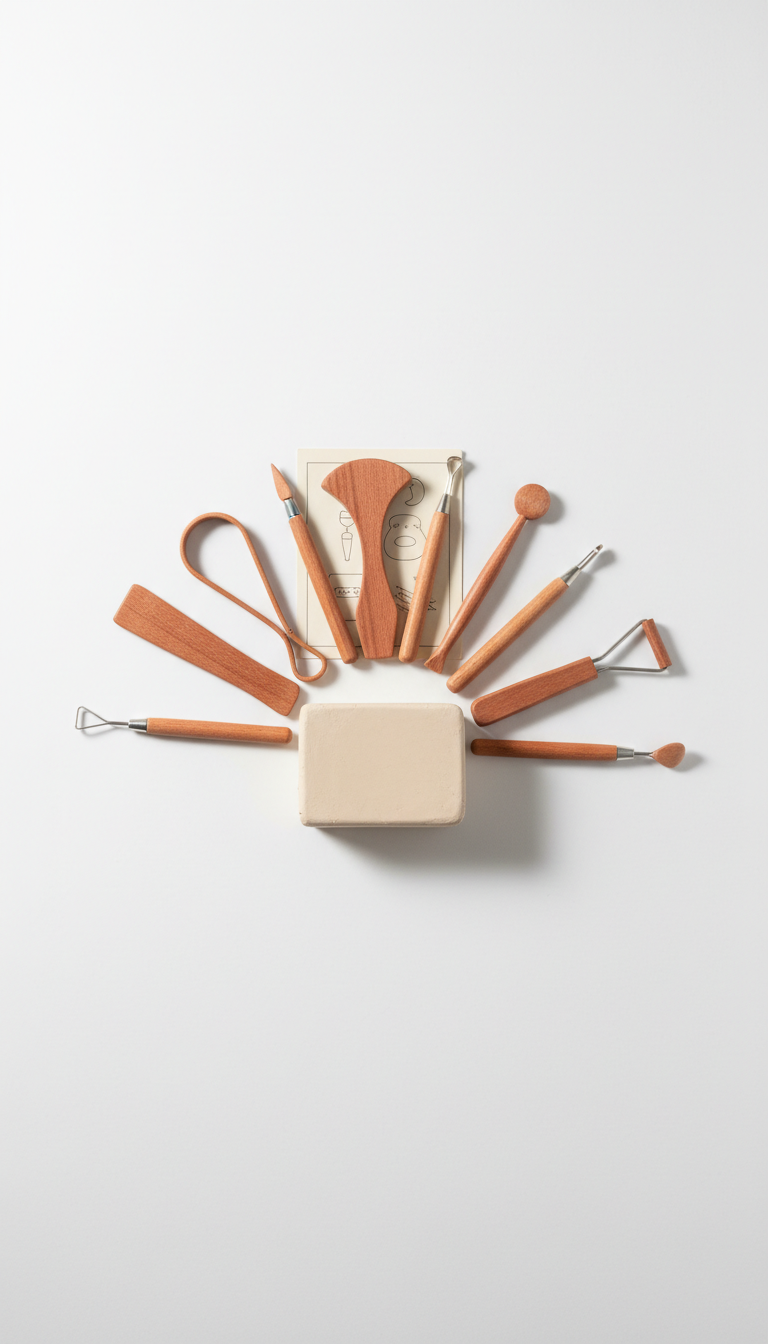 Wooden pottery tool set