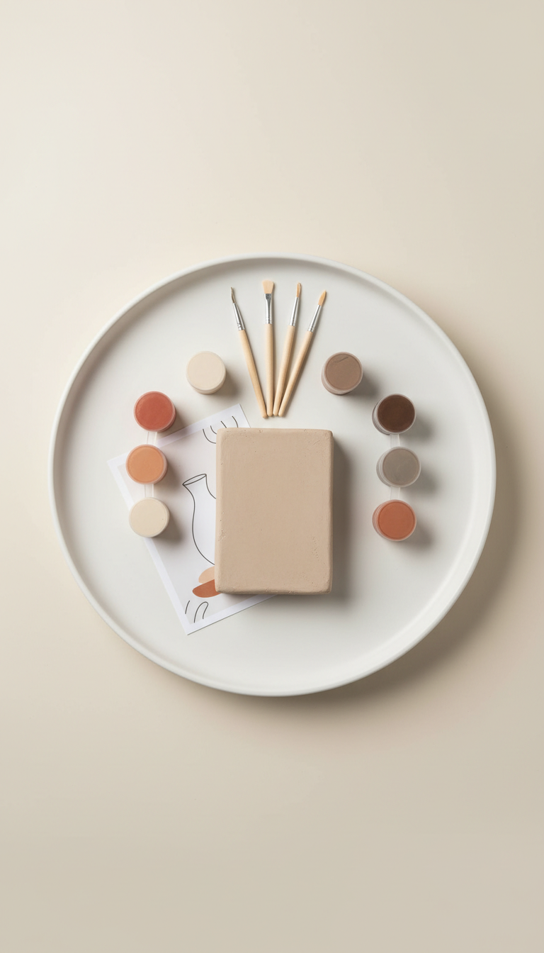 Instruction card and paint pots set